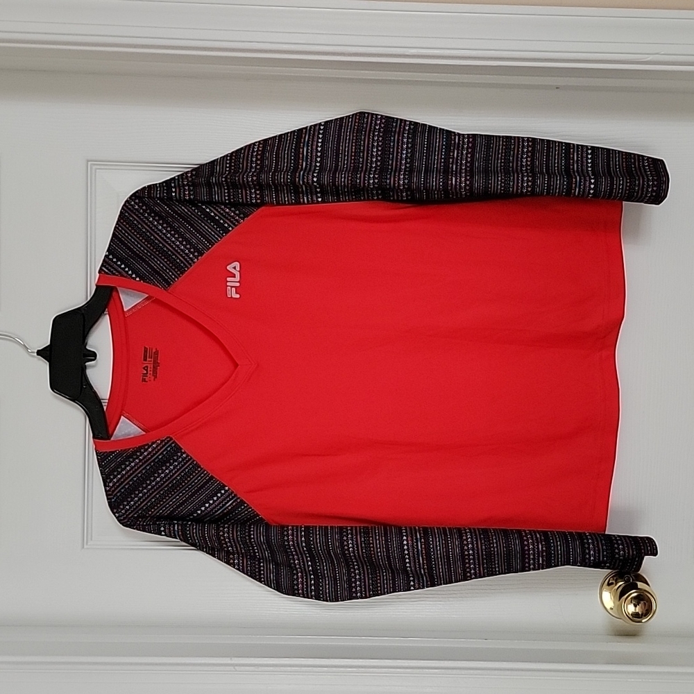 FILA Orange & Black Long Sleave Shirt - Size L